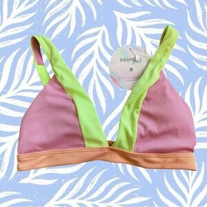Infamous Swimwear Multicolor Ribbed Bikini Top NWT